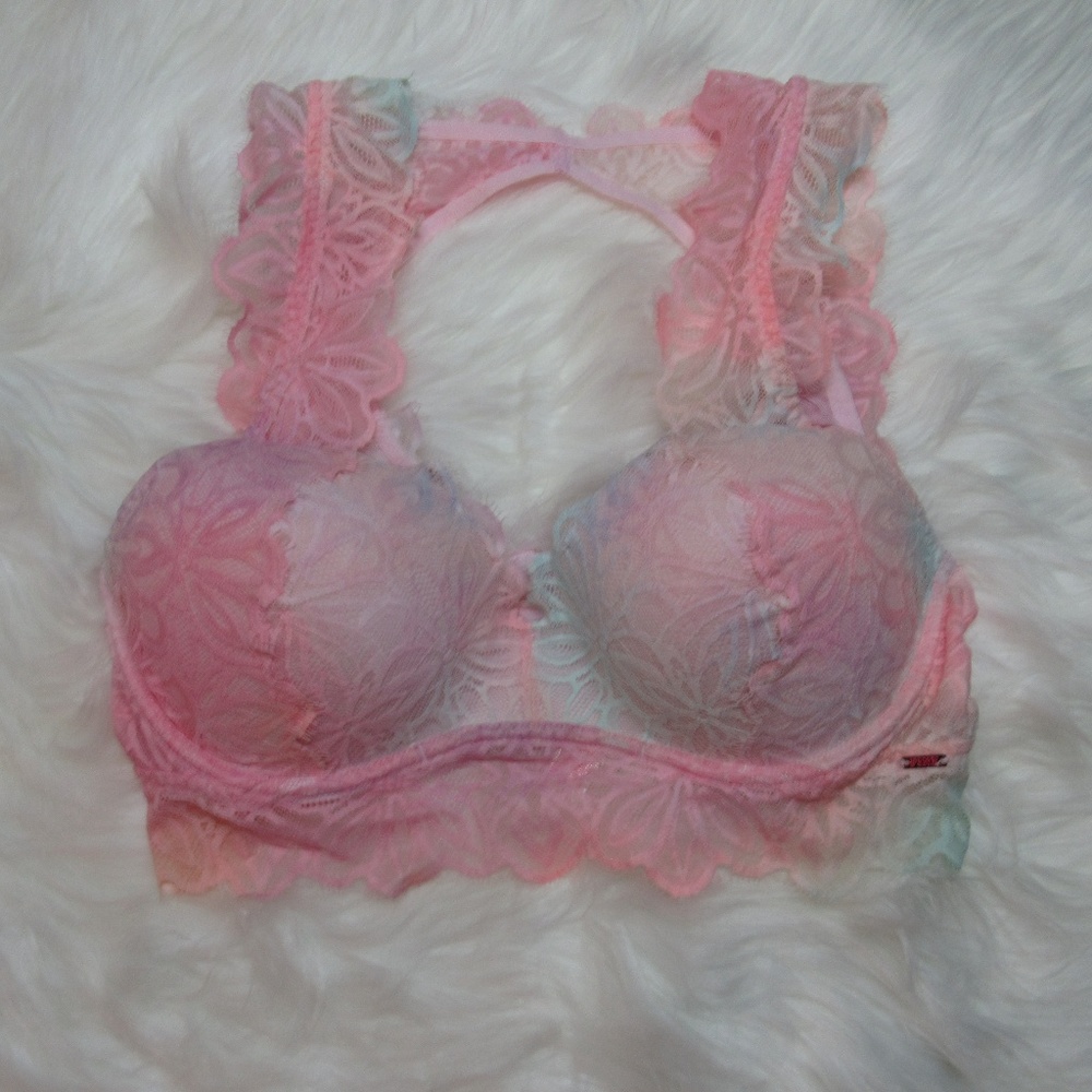 PINK Pastel Print Open Back Bralette